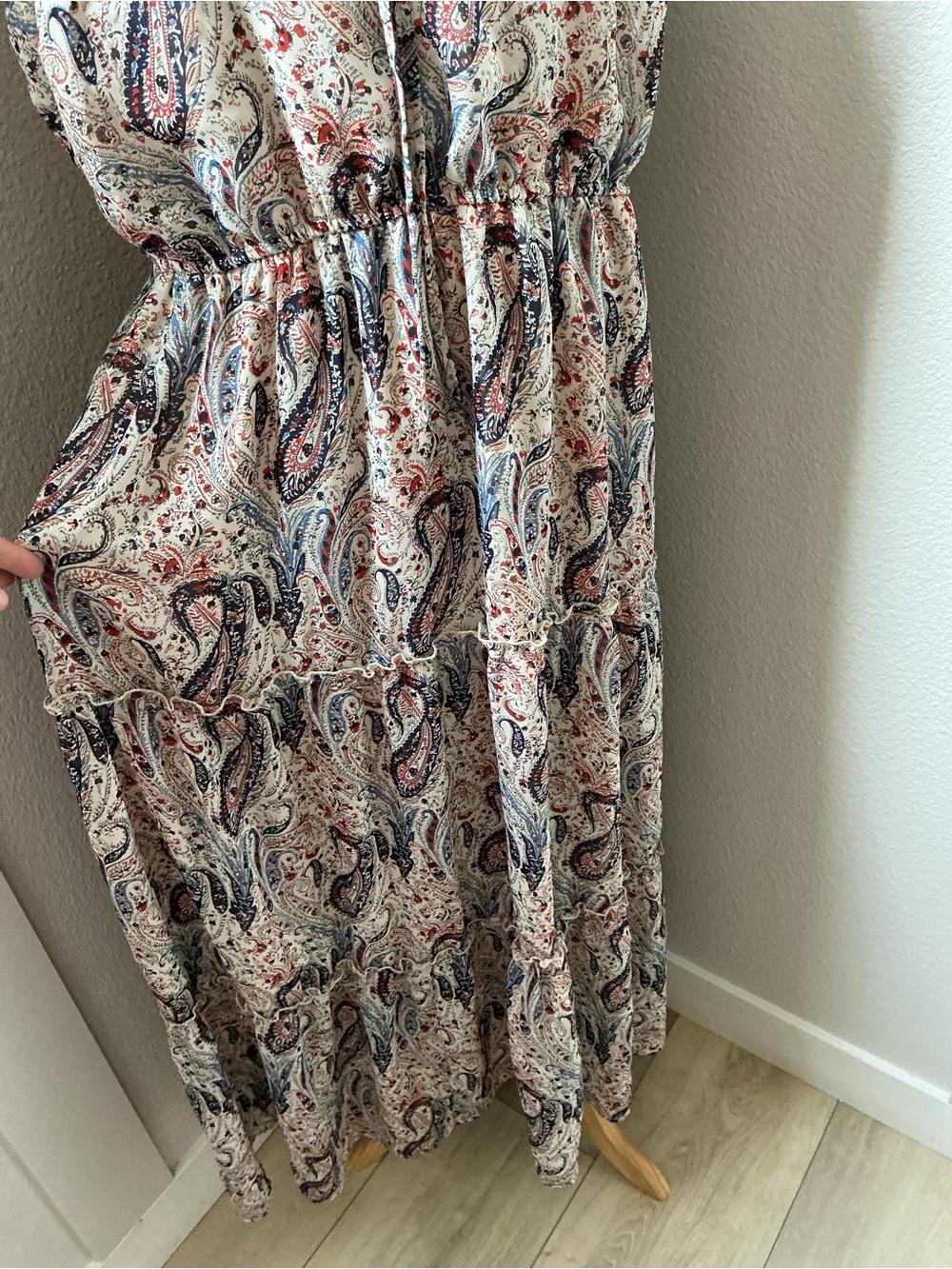 Indigo Rose Paisley Maxi Dress - Sleeveless Tie Neck - Picture 4 of 9